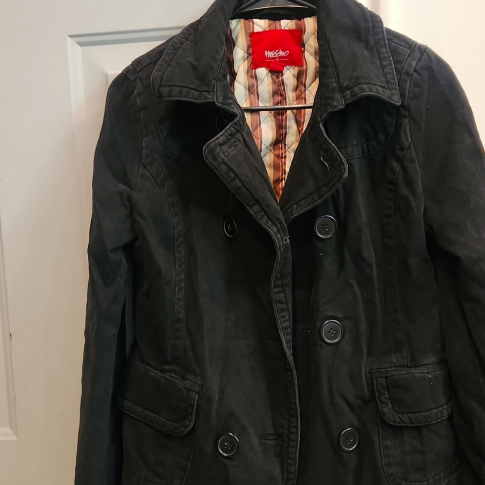Womens Black Button Up Coat Size medium